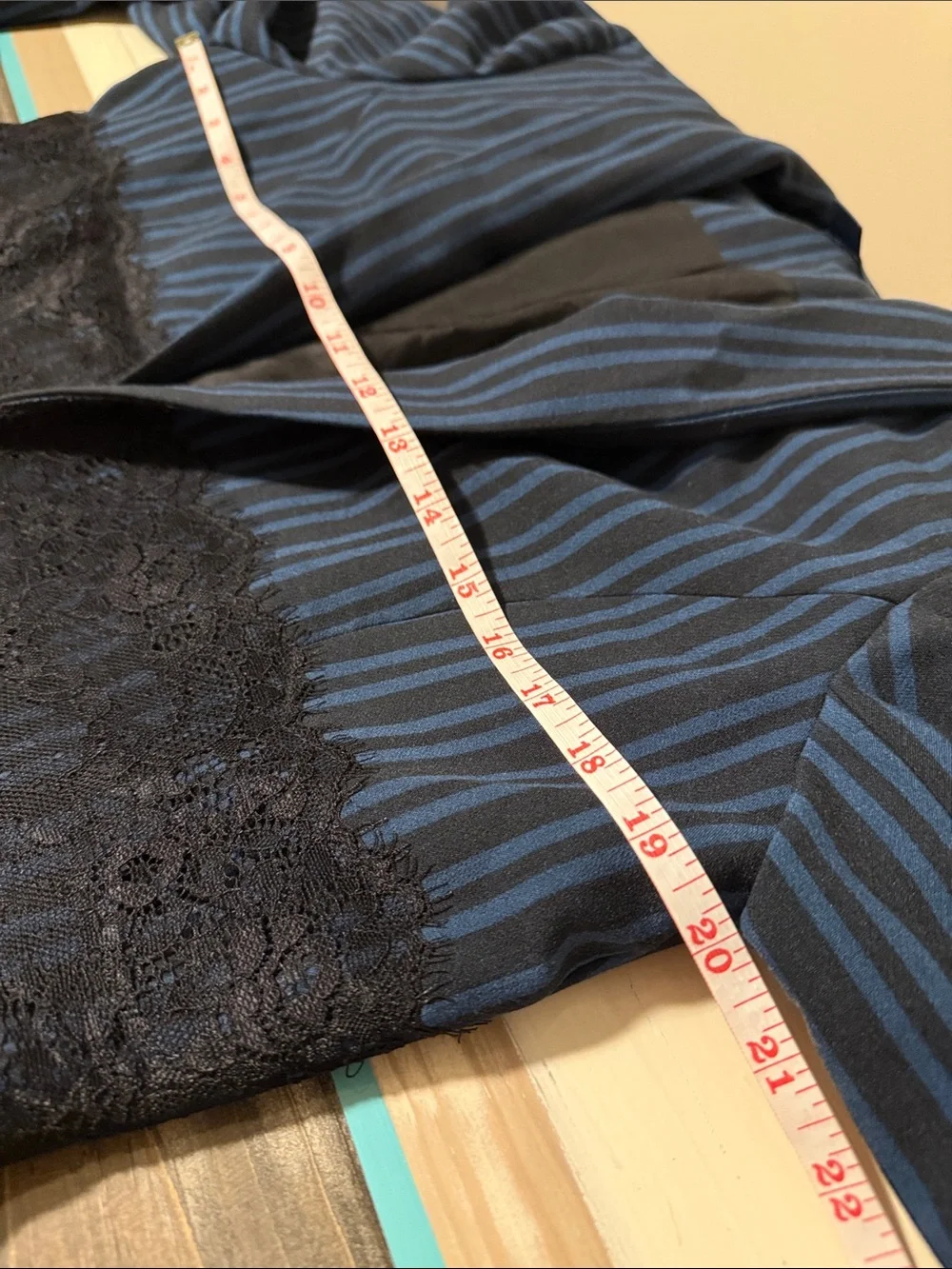 Maeve By Anthropologie Women’s Lace Mix Blue & Black Pinstripe Blazer / Size 12